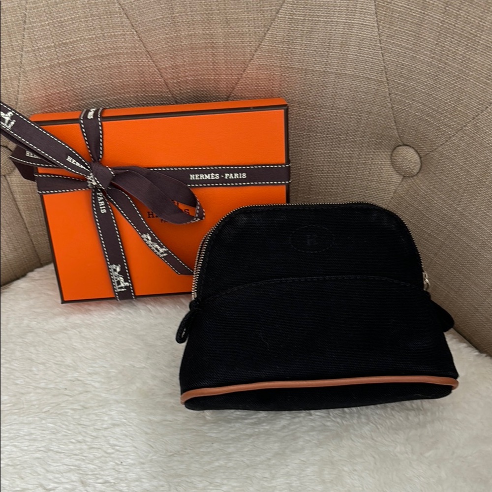Hermès Black Canvas Pouch